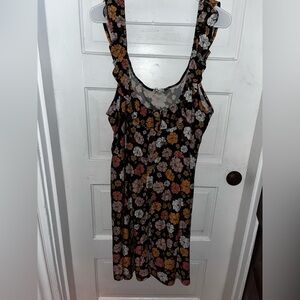 Derek Heart Frilly Ruffle Floral Printed Swing Dress